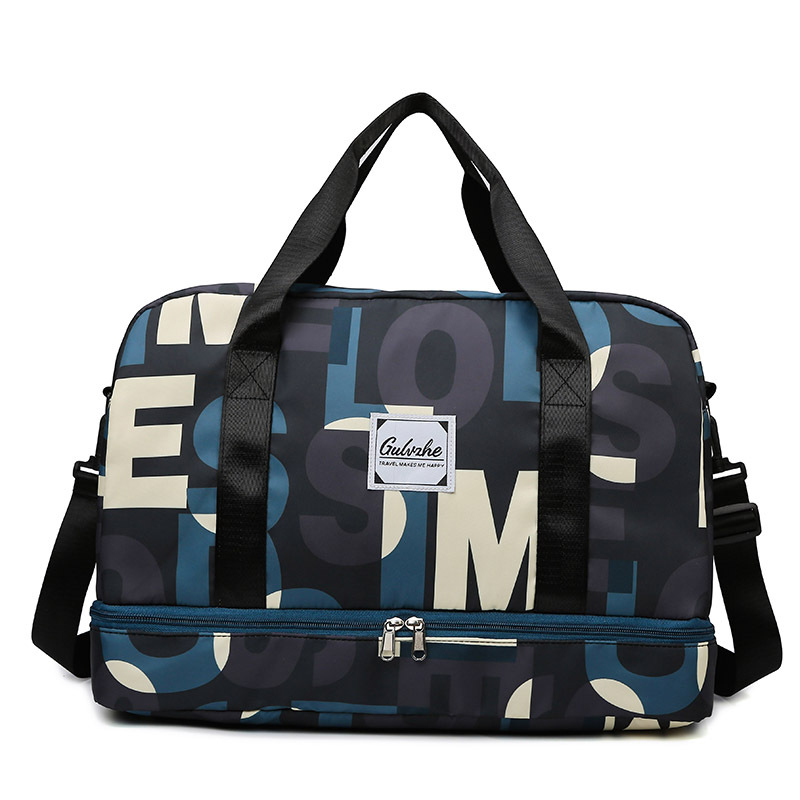 Korejiešu stila vienkārša burtu modes ceļojumu soma sieviešu paplašināma lielas ietilpības bagāžas soma sausai un mitrai atdalīšanai jogas treniņu soma