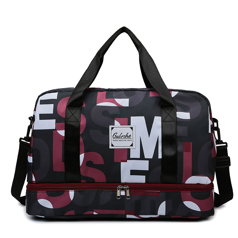 Korejiešu stila vienkārša burtu modes ceļojumu soma sieviešu paplašināma lielas ietilpības bagāžas soma sausai un mitrai atdalīšanai jogas treniņu soma