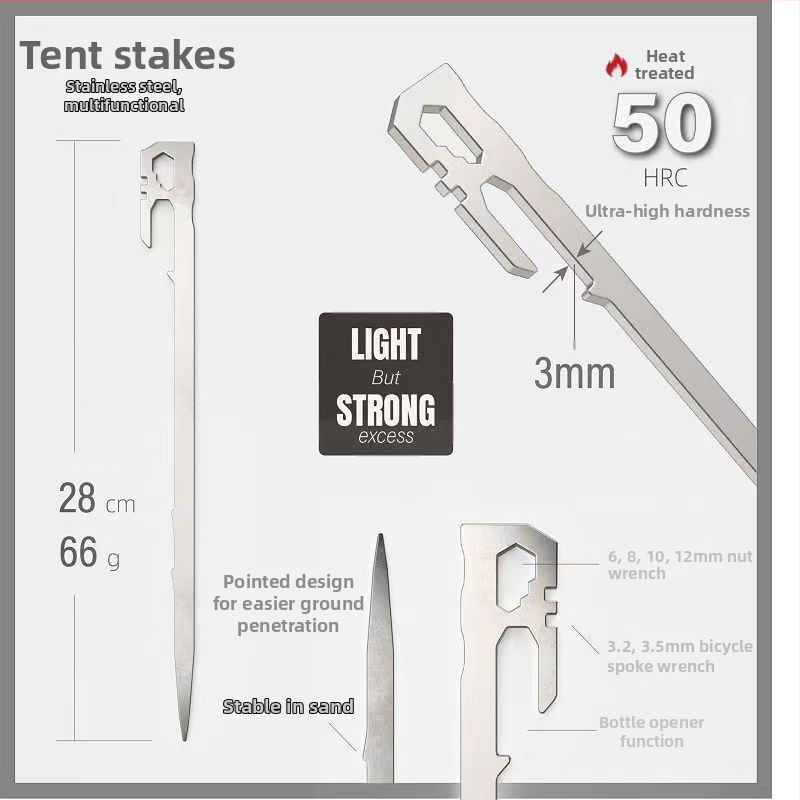 Нови неръждаеми стоманени пирони за заземяване на едро, ултралеки, дебели пирони за заземяване, алпинизъм, къмпинг, пясък, ветроустойчиви пирони