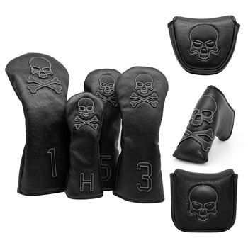 Sandėlyje didmeninė prekyba raudonos ir baltos linijos kaukolės medinio strypo dangteliu stačiu kampu / pusapvaliu / kvadratiniu stūmiklio dangteliu golfo lazdos dangteliu