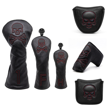 σε απόθεμα χονδρικής κόκκινη και λευκή γραμμή κρανίο ξύλινο κάλυμμα ράβδου ορθής γωνίας/ημικυκλικό/τετράγωνο κάλυμμα ράβδου ώθησης κάλυμμα μπαστουνιού γκολφ