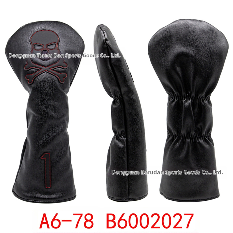 Sandėlyje didmeninė prekyba raudonos ir baltos linijos kaukolės medinio strypo dangteliu stačiu kampu / pusapvaliu / kvadratiniu stūmiklio dangteliu golfo lazdos dangteliu