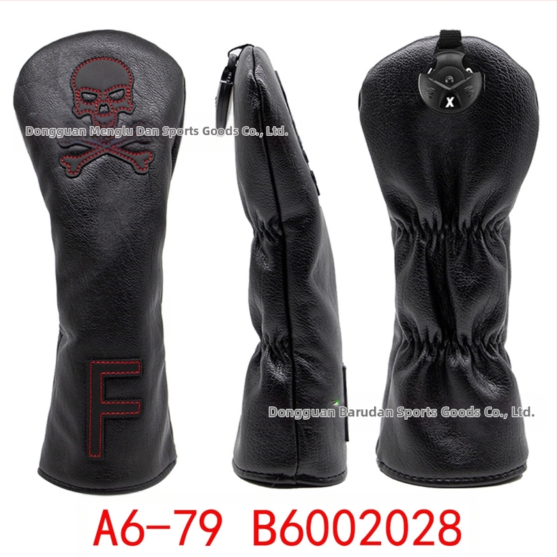 Sandėlyje didmeninė prekyba raudonos ir baltos linijos kaukolės medinio strypo dangteliu stačiu kampu / pusapvaliu / kvadratiniu stūmiklio dangteliu golfo lazdos dangteliu