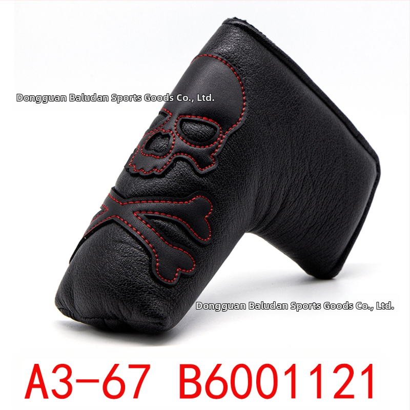 Sandėlyje didmeninė prekyba raudonos ir baltos linijos kaukolės medinio strypo dangteliu stačiu kampu / pusapvaliu / kvadratiniu stūmiklio dangteliu golfo lazdos dangteliu