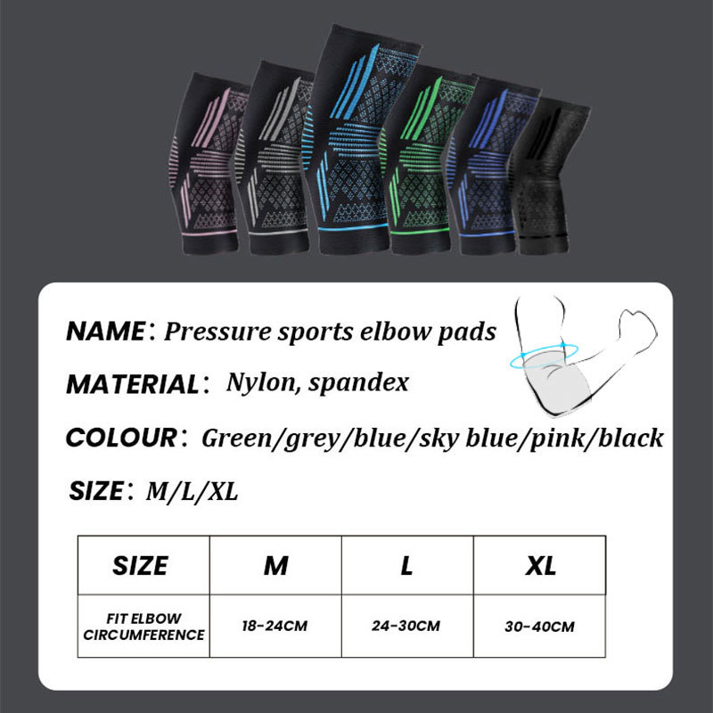 Naujos sportinės alkūnių apsaugos, suspaudžiančios rankų apsaugos vyrams ir moterims, neslystančios, kvėpuojančios, nailoninės, bėgimo krepšinio alkūnių apsaugos, apsauginės priemonės sportui.