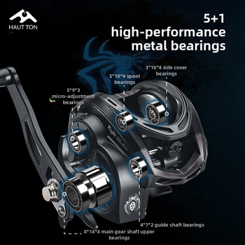 Колело Hao Dun Black Thunder Strong Water Drop, Light Thunder Heavy Thunder, Universal, 7KG, спирачна сила, единичен рокер, 51 Luya, риболовно колело