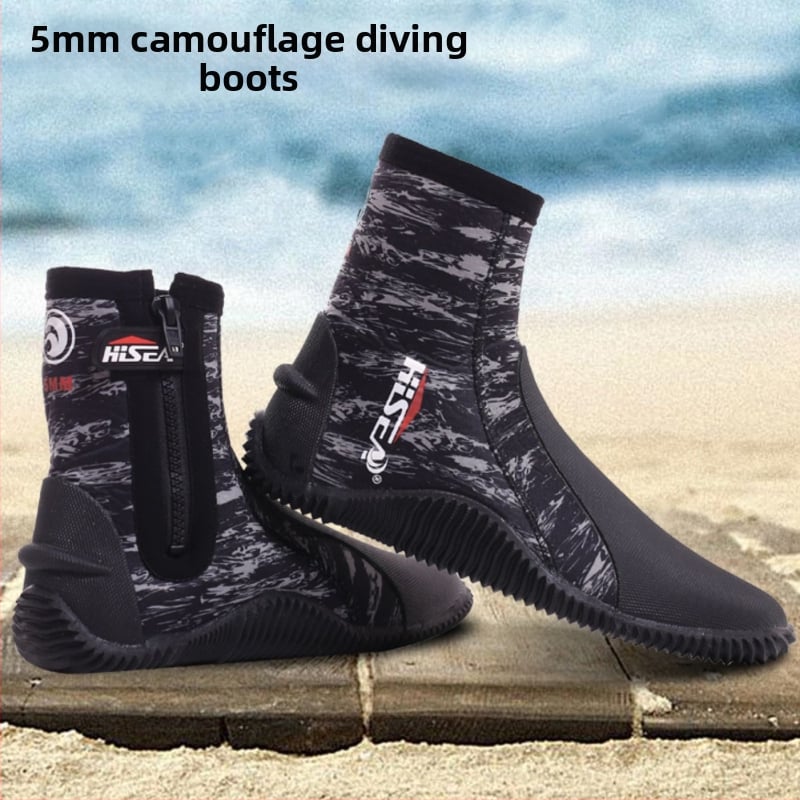 Ekspordikvaliteediga sukeldumissaapad, libisemiskindlad torkekindlad pääste- ja üleujutustõrjeks mõeldud 5 mm paksused kõrge säärega snorgeldamis- ja rannajalatsid