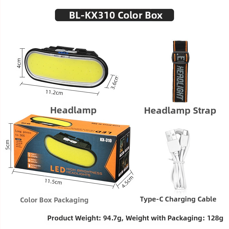 Įkraunamas, stiprus, tarpvalstybinis žibintuvėlis, montuojamas ant galvos, LED lauko namų dvigubo šviesos šaltinio, naktinis žvejybos apšvietimas