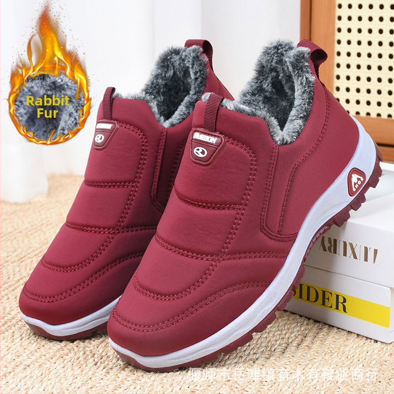 Régi pekingi pamut téli női cipők polár béléssel és hőtech technológiával középkorú és idős anyáknak, csúszásgátló puha talppal, vastagított pamut csizmák időseknek és nagymamáknak