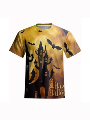 Ανδρικό μπλουζάκι Happy Halloween με σχέδιο σκύλου και κολοκύθας, 3D ψηφιακή εκτύπωση, κοντομάνικο μπλουζάκι για άνδρες με μεγάλο μέγεθος