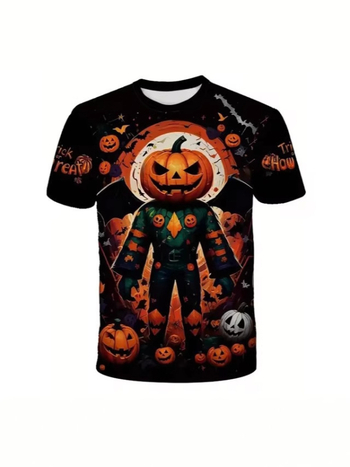 Ανδρικό μπλουζάκι Happy Halloween με σχέδιο σκύλου και κολοκύθας, 3D ψηφιακή εκτύπωση, κοντομάνικο μπλουζάκι για άνδρες με μεγάλο μέγεθος