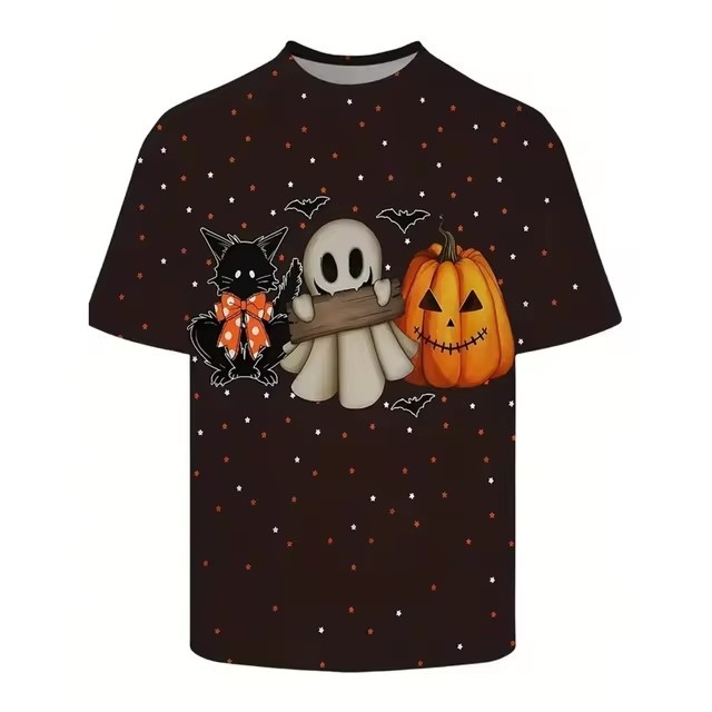 3D skaitmeninio spausdinimo vyriški marškinėliai su Helovino gyvūnų, šunų ir moliūgų raštu, trumpomis rankovėmis, vyriški dideli marškinėliai