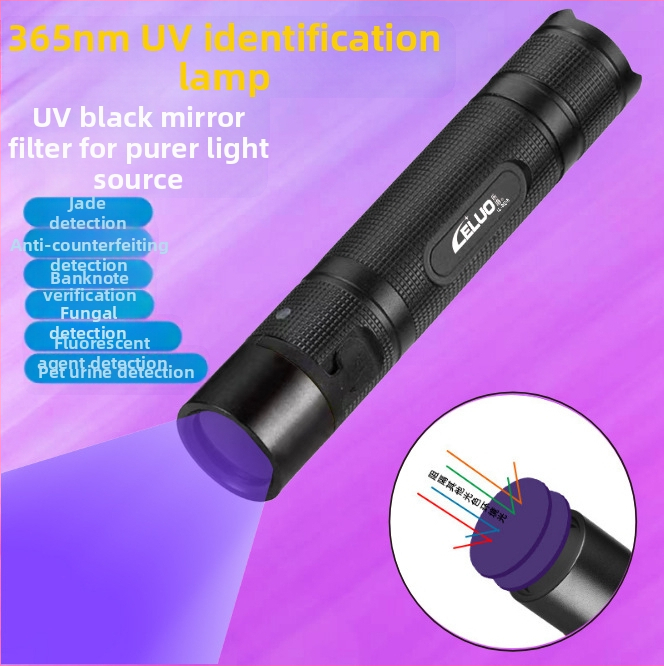 Erős fényű, hordozható, 365 UV-s lila fényű, újratölthető pénzkereső lámpa, háziállat vizeletének Wood fekete tükör detektor lámpája, C típusú