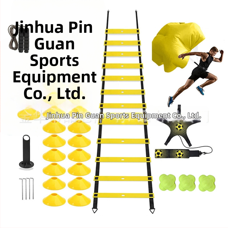 Футболна тренировка, гъвкава стълба, лого на диск, съпротивление, чадър, мек костюм, скачаща решетка, гъвкава стълба, въжена стълба, тренировъчен костюм