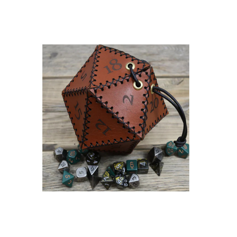 Antik tárolótáska, játék dobókocka táska, ékszertároló táska, kontrasztos bőr dobókocka táska