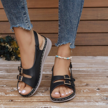 Διασυνοριακό Amazon Foreign Trade Large Size 2024 Νέα Ελαφριά Σανδάλια με Στρογγυλή Δάχτυλα, Επίπεδη Σόλα και Ανοιχτή Δάχτυλη, Ρετρό Στυλ