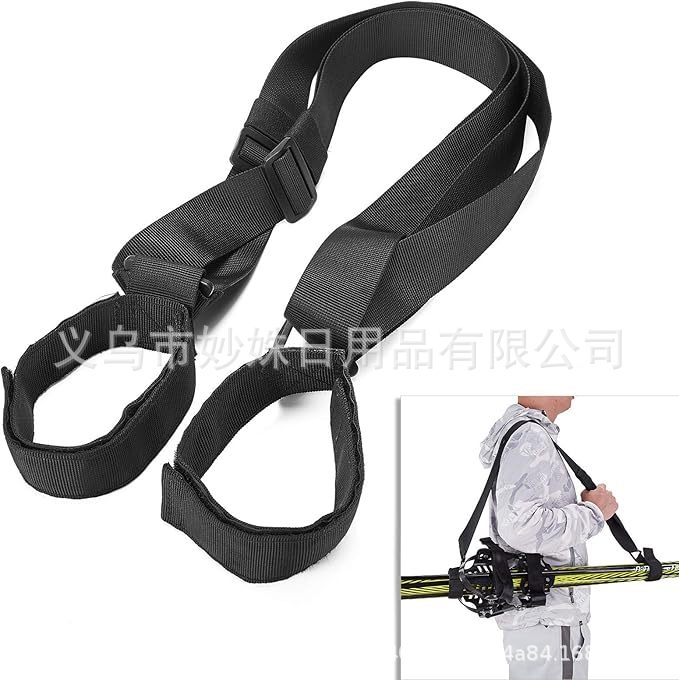 Tarpvalstybinis „Amazon“ žieminių slidinėjimo lazdų dirželis, lengvai nešiojamas slidinėjimo įrangos reguliuojamas nailono pečių dirželis