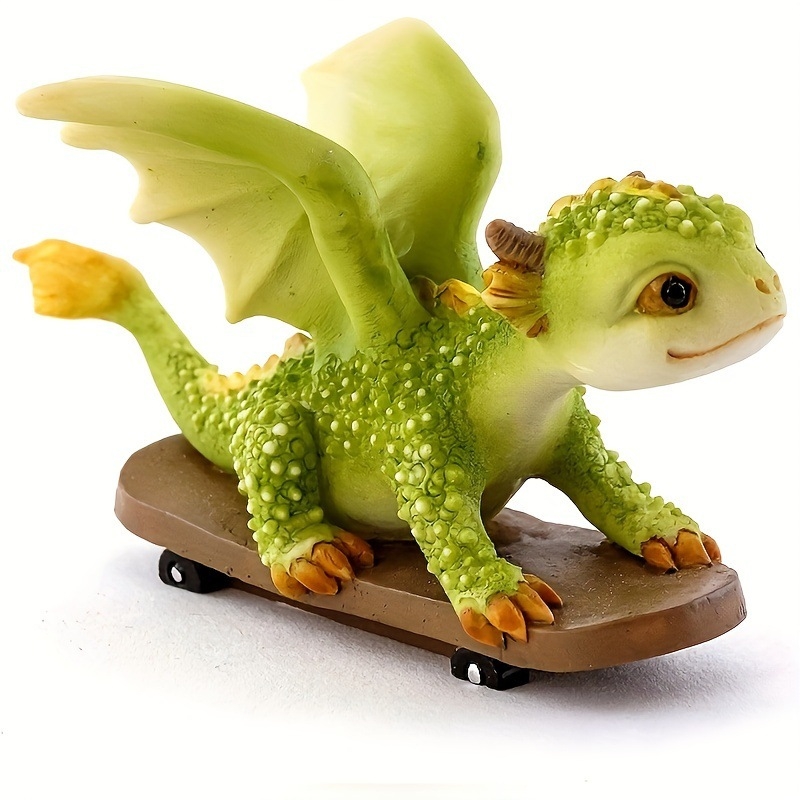 Cezhraničná horúca predajná zelená dinosauria bábika, kreatívna roztomilá kreslená drak ozdoba, živica, umelý zvierací model Temu