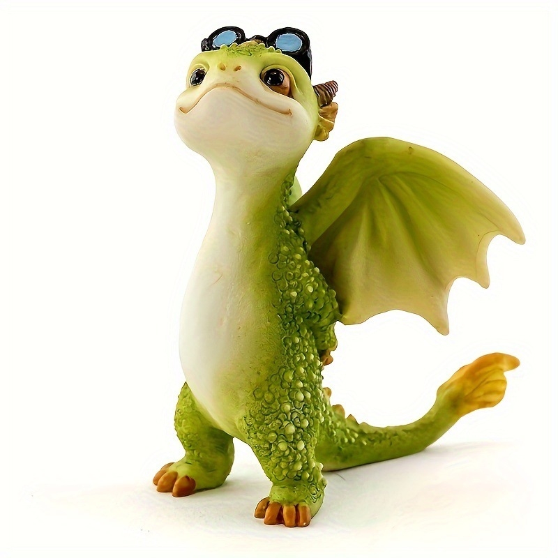 Cezhraničná horúca predajná zelená dinosauria bábika, kreatívna roztomilá kreslená drak ozdoba, živica, umelý zvierací model Temu