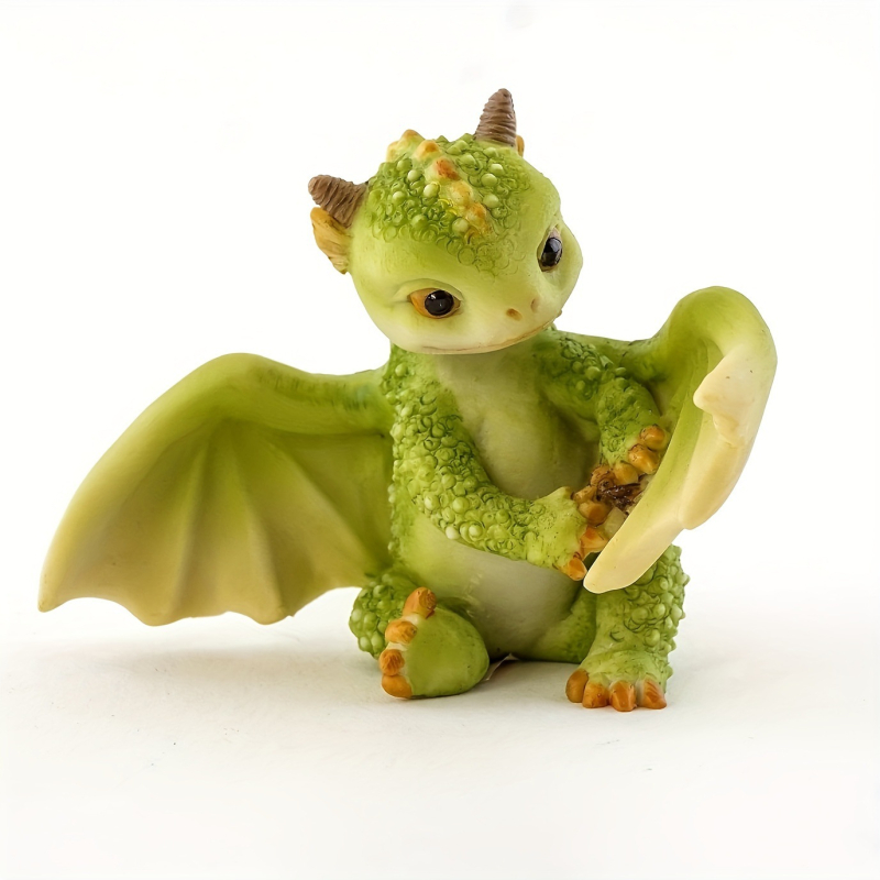 Cezhraničná horúca predajná zelená dinosauria bábika, kreatívna roztomilá kreslená drak ozdoba, živica, umelý zvierací model Temu