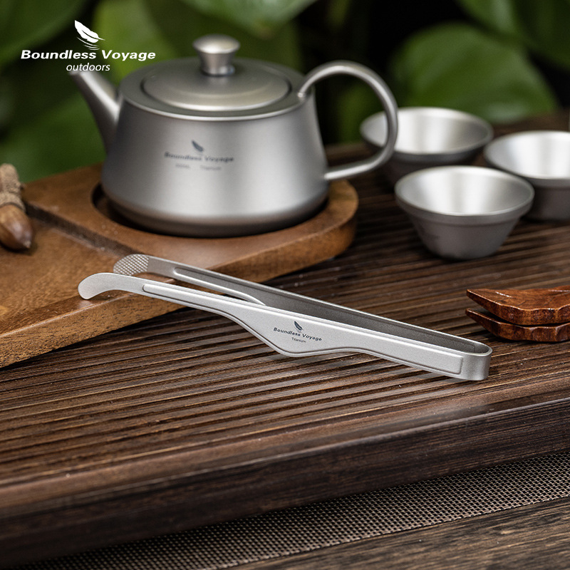 Щипка за чай Biwei Pure Titanium, ултра лека, преносима, за барбекю, щипка против изгаряне, аксесоари за комплект за чай Kung Fu.