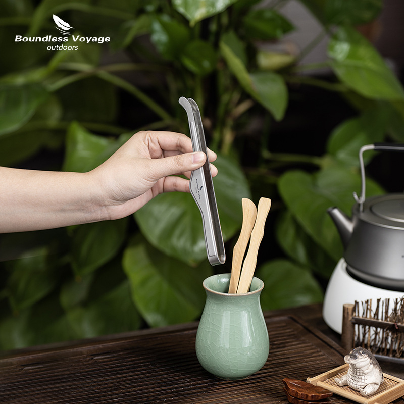 „Biwei“ gryno titano arbatos spaustukas, itin lengvas, nešiojamas, kepsninės spaustukas, apsaugantis nuo nudegimų, „Kung Fu“ arbatos rinkinio priedai, paprasti