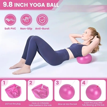 Pilates gredzenu komplekts, 5 daļu mājas fitnesa aprīkojums, ieskaitot jogas bumbu, jogas pretestības lenti, zābaku gredzenu