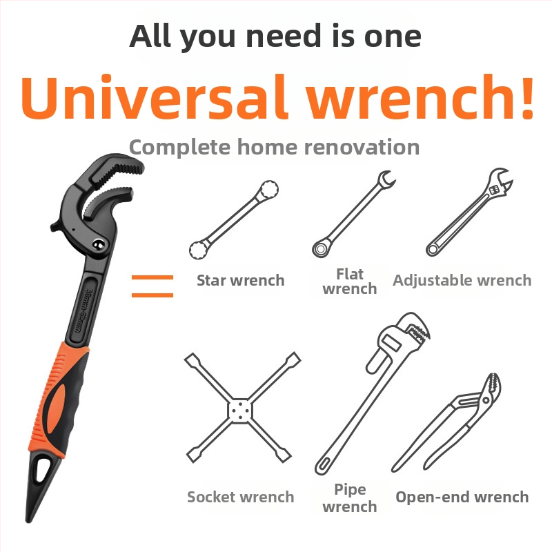 Многофункционален регулируем гаечен ключ, универсален инструмент, самозаключващи се клещи за баня, водопровод, спестяващ труд, голям отвор
