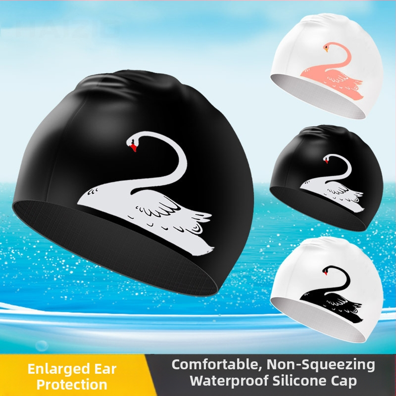 Силиконова шапка за плуване, уголемяване, удобна защита за главата, защита за ушите, грижа за косата, оборудване за плуване, водоустойчива шапка за плуване за мъже и жени, фитнес, плуване
