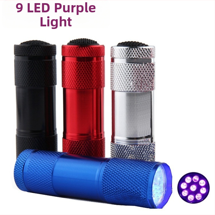 Cezhraniční výrobcovia priamo dodávajú 9LED fialové baterky UV ultrafialové hliníkové zliatiny detektor peňazí žiarivka