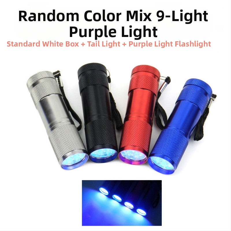 Határokon átnyúló gyártók közvetlenül szállítanak 9LED-es lila zseblámpát UV ultraibolya alumíniumötvözetből készült pénzdetektor fénycsöves világító lámpát