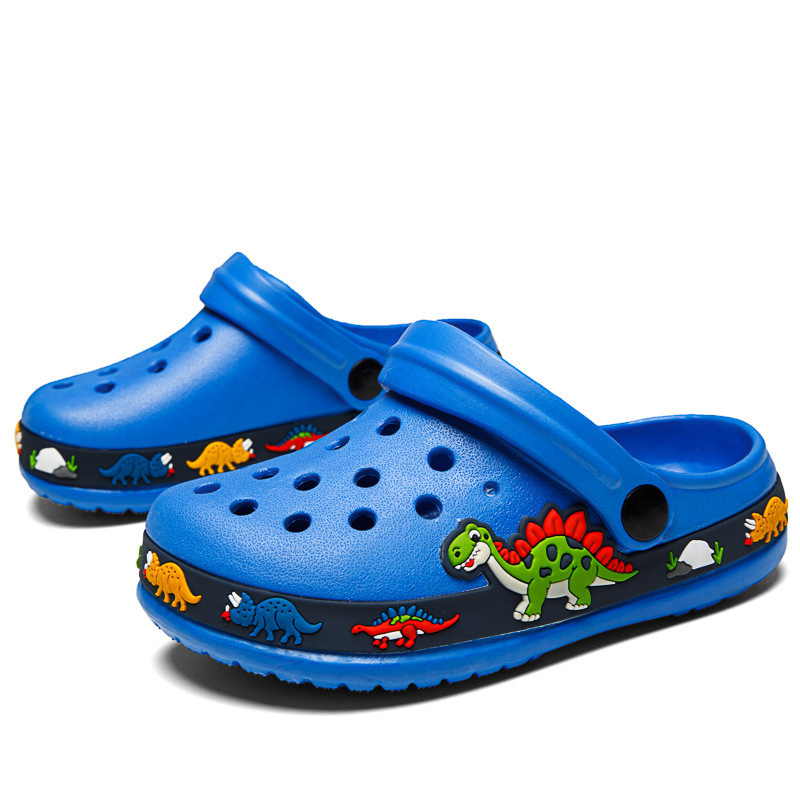 Bērnu alu apavi 2023. gada vasaras modes zēnu pludmales apavi lieliem bērnu sandales un čības meitenēm mazuļu dinozauru čības