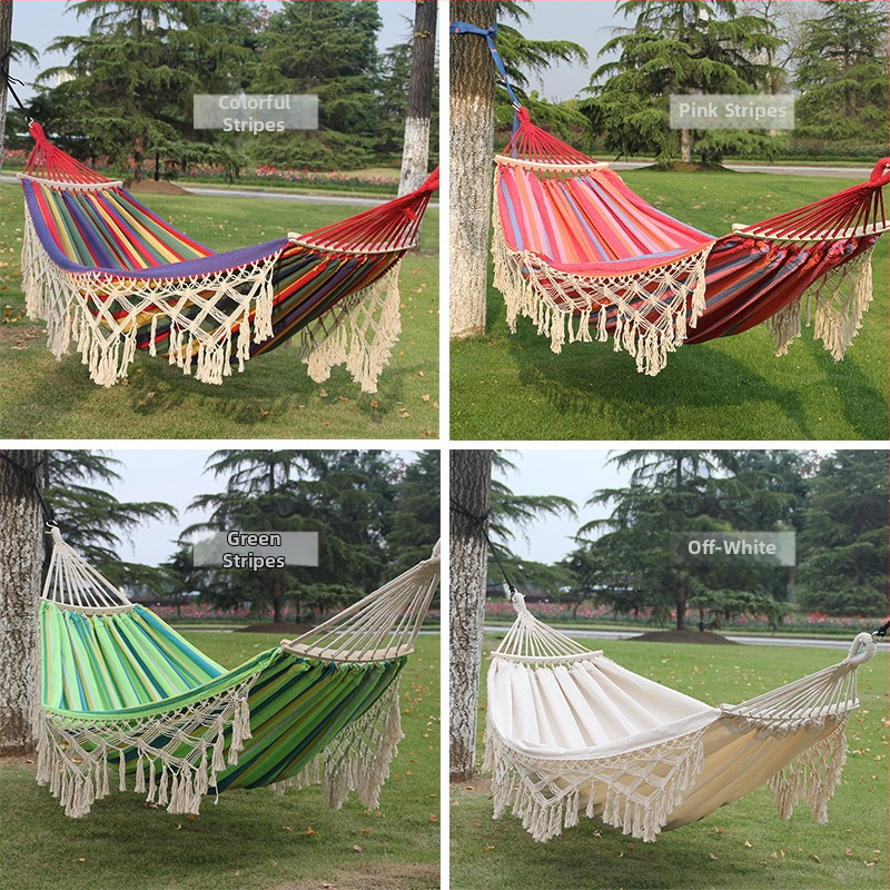 Европейски и американски хамак с пискюли, сгъваем, ръчно тъкан, люлка, платнена, къмпинг, извита пръчка, преносим двоен висящ стол на едро