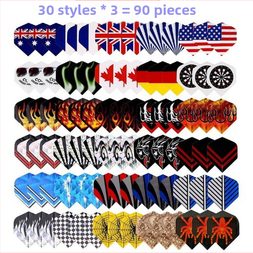 Комплект от 90 части за стрелички с 30 шаблона, по 3 части всеки, един комплект стрелички и листа за стрелички