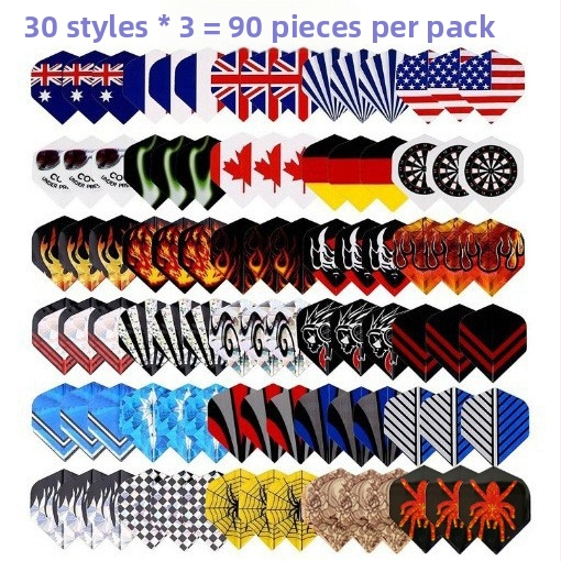 Комплект от 90 части за стрелички с 30 шаблона, по 3 части всеки, един комплект стрелички и листа за стрелички