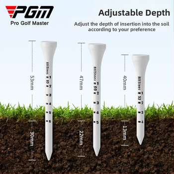 Ξύλινο μπλουζάκι γκολφ Pgm με ρυθμιζόμενο ύψος, καρφιά, στήριξη μπάλας με σκάλα γκολφ, βάθους σημαδιού