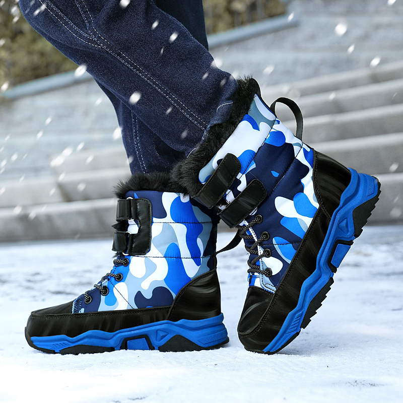 24 jauni zēnu apavi, bērnu ziemas sniega zābaki, skolēnu kokvilnas apavi, vidēji lieli un lieli bērnu biezi kokvilnas zābaki ar flīsa oderi