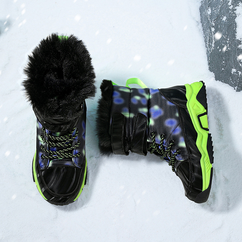 24 jauni zēnu apavi, bērnu ziemas sniega zābaki, skolēnu kokvilnas apavi, vidēji lieli un lieli bērnu biezi kokvilnas zābaki ar flīsa oderi