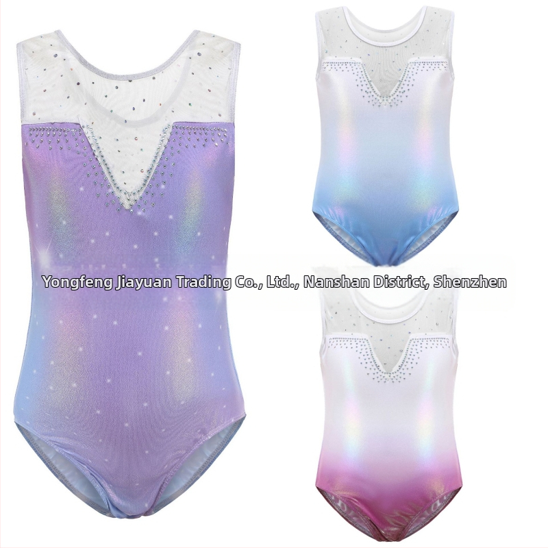Laos Kõrge elastsusega tüdrukute võimlemisriided Balletiriided Etendusriided Tantsuriided Kitsad testitud Romper Plus