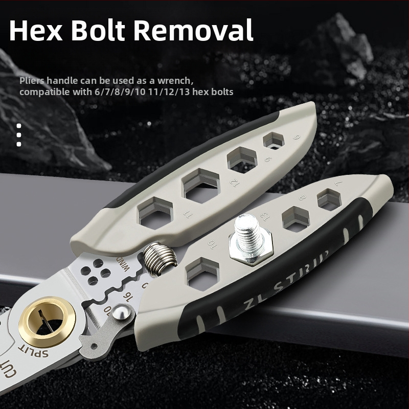 Tuosen višenamjenski alat za skidanje izolacije 7 inča, specijalni alat za električare, rezač žice, izvlačenje žice, prešanje žice, vijak za namatanje žice