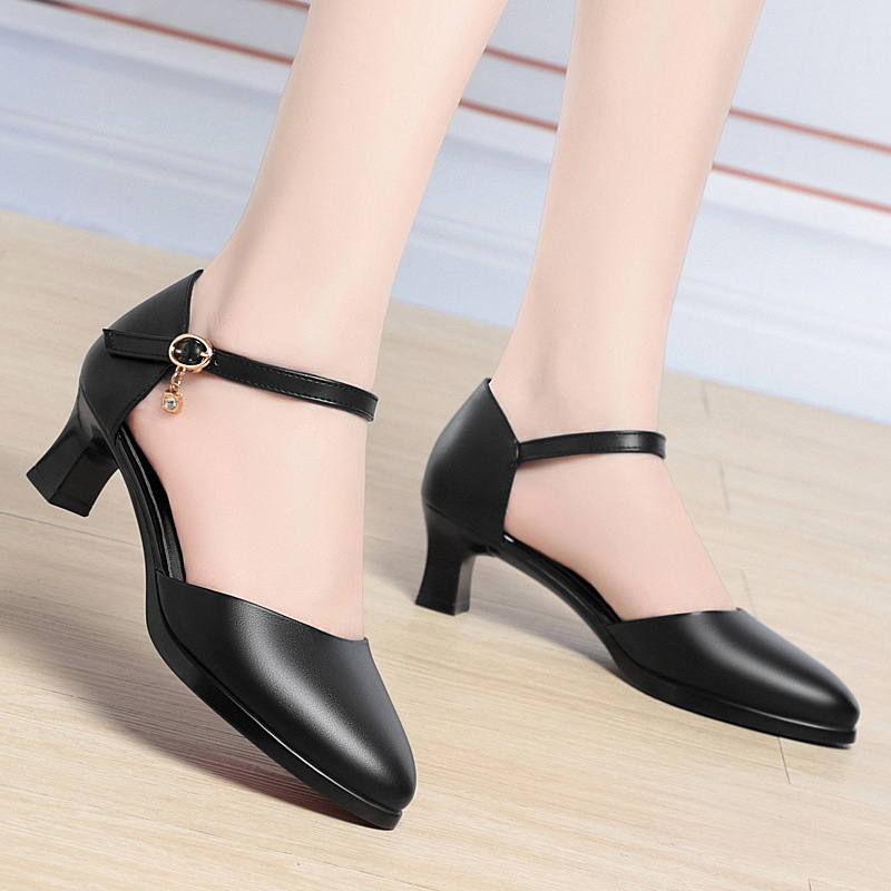 Nyári új, mindenféle illeszkedésű, puha talpú, finom sarkú baotou szandálok, táncoló cheongsam cipők, női, nem fáradt lábú, nagy méretű női cipők, alkalmi cipők