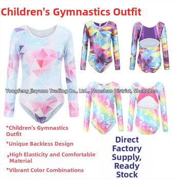 Детско облекло за гимнастика, дрехи с дълъг ръкав и бронзиращо покритие за танци, дрехи за момичета, балет, детски дрехи за гимнастика с гол гръб, дрехи за тренировки, детски клинове