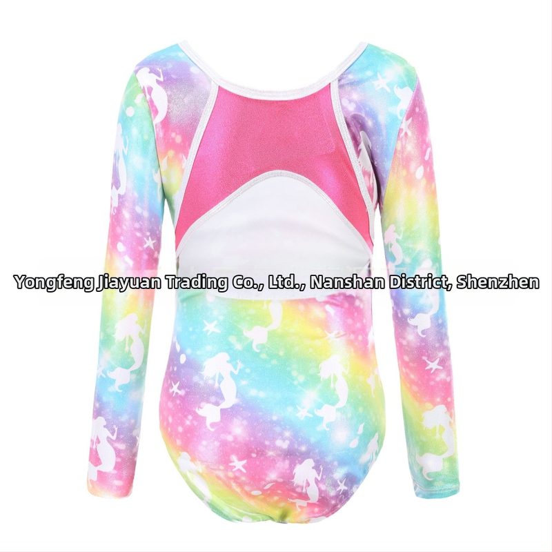 Детско облекло за гимнастика, дрехи с дълъг ръкав и бронзиращо покритие за танци, дрехи за момичета, балет, детски дрехи за гимнастика с гол гръб, дрехи за тренировки, детски клинове