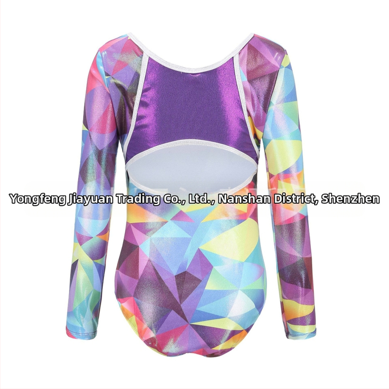 Детско облекло за гимнастика, дрехи с дълъг ръкав и бронзиращо покритие за танци, дрехи за момичета, балет, детски дрехи за гимнастика с гол гръб, дрехи за тренировки, детски клинове