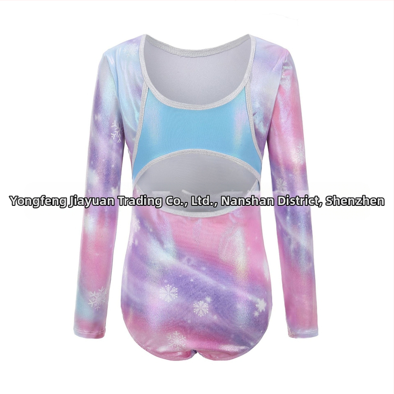 Детско облекло за гимнастика, дрехи с дълъг ръкав и бронзиращо покритие за танци, дрехи за момичета, балет, детски дрехи за гимнастика с гол гръб, дрехи за тренировки, детски клинове