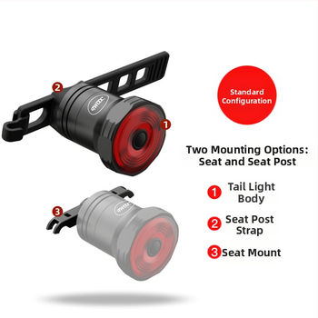 Dviračio išmanusis stabdžių galinis žibintas su automatiniu indukciniu užvedimu ir stabdymu, galinis žibintas su USB įkrovimu, TWOOC galinis žibintas