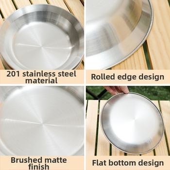 Roostevabast terasest õhtusöögitaldrikute komplekt õues kasutamiseks, telkimiseks mõeldud grillilauad, kaasaskantavad isejuhtivad grillitaldrikud, supikauss, kausikomplekt