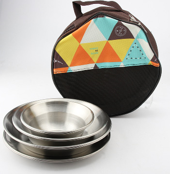 Roostevabast terasest õhtusöögitaldrikute komplekt õues kasutamiseks, telkimiseks mõeldud grillilauad, kaasaskantavad isejuhtivad grillitaldrikud, supikauss, kausikomplekt