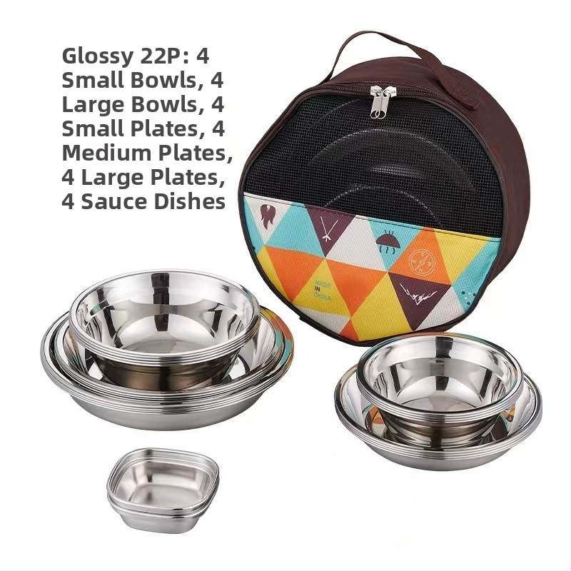 Roostevabast terasest õhtusöögitaldrikute komplekt õues kasutamiseks, telkimiseks mõeldud grillilauad, kaasaskantavad isejuhtivad grillitaldrikud, supikauss, kausikomplekt