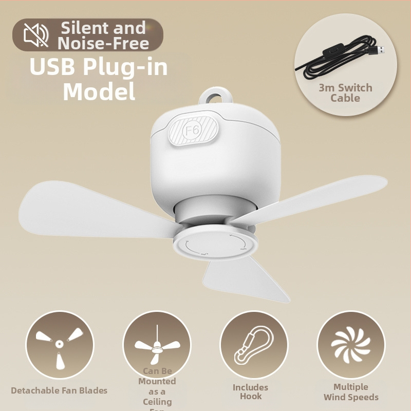 Távirányítós kis mennyezeti ventilátor, ultra csendes, nagy szél, diákhálótermi ágy töltése, kis éjszakai fény, szúnyogháló, elektromos ventilátor